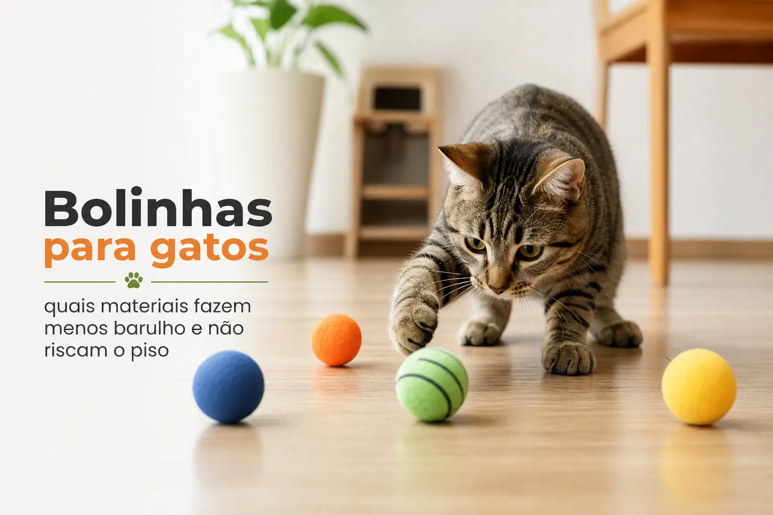 gato cinzento com bolinhas coloridas em ambiente interno