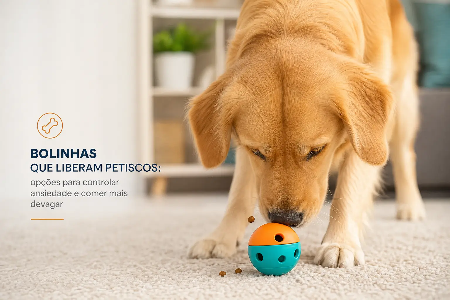 Filhote de golden retriever com bolinha de petiscos