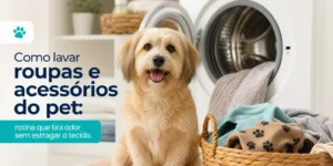 Golden retriever e cesta ao lado de máquina de lavar